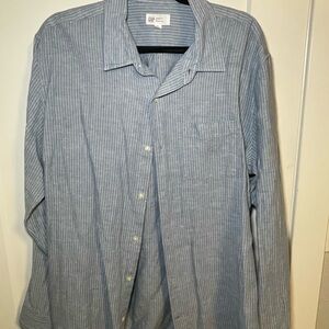 GAP Men's Casual Blue Pinstripe Shirt